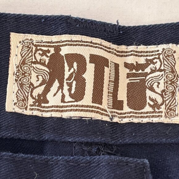 BTLU Cargo Shorts Mens 30 Blue Cotton Button & Zip Slash Pockets Drawstring Leg - Picture 6 of 13